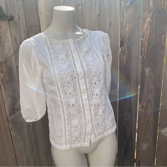 Simple retro white blouse - Picture 1 of 7